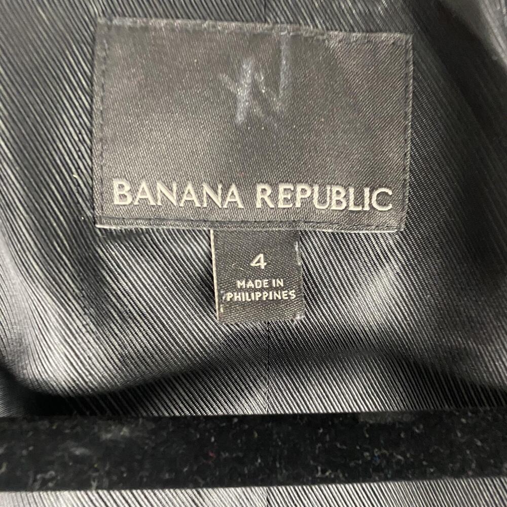 Banana Republic Coat Womens 4 Black Wool Blend Belted Double Breasted Nova Fides - Picture 9 of 16